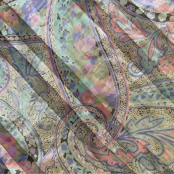 Vintage Satin Slip Dress - Pastel Paisley, Mid-Length, Fits Like Large - Picture 6 of 6